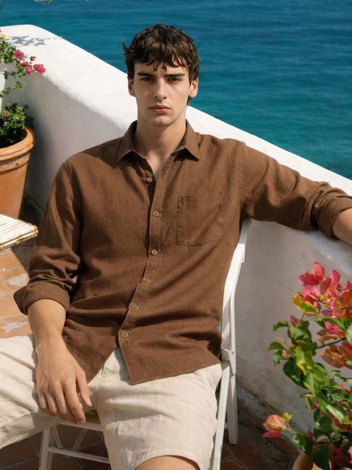 The Indian Garage Co Brown Men Slim Fit Solid Cutaway Collar Full Sleeves Shirt