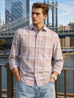 The Indian Garage Co - Green Men Slim Fit Checked Cutaway Collar Full Sleeves Shirt