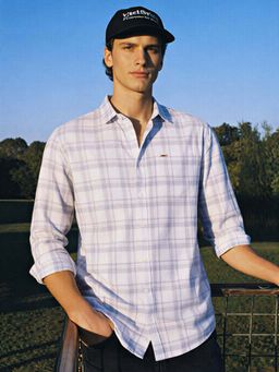 The Indian Garage Co - Blue Men Slim Fit Checked Cutaway Collar Full Sleeves Shirt