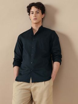 Arrow - Teal Cotton Linen Solid Slim Fit Shirt
