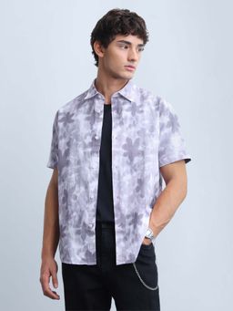 Flying Machine - Purple Men's Abstract Printed Slim Fit Shirt