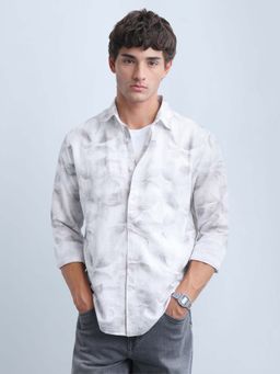 Flying Machine - Grey Men's Abstract Printed Slim Fit Shirt