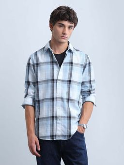 Flying Machine - Blue Men's Twill Slim Fit Shirt