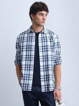 Flying Machine - Blue Men's Twill Slim Fit Shirt
