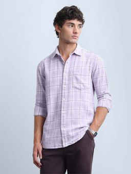 Flying Machine - Purple Men's Twill Slim Fit Shirt