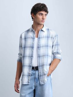 Flying Machine - Blue Men's Twill Slim Fit Shirt