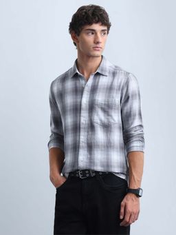 Flying Machine - Grey Men's Twill Slim Fit Shirt