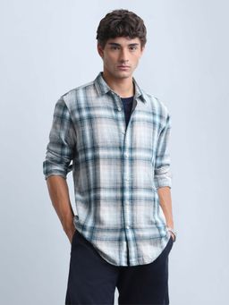 Flying Machine - Green Men's Twill Slim Fit Shirt