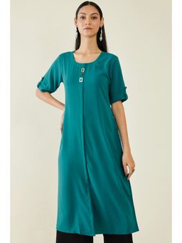 Soch - Women Blue Viscose Solid Kurta