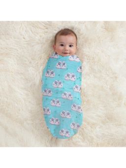 Polka Tots - Blue Sheep Organic Muslin Cotton Soft New Born Infants Baby Kids Swaddle Blanket
