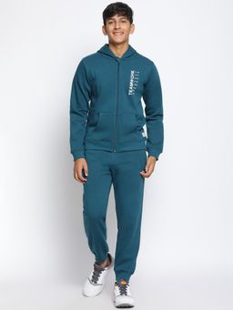 Lil Tomatoes - Boys Printed Cotton Fleece Track Suit Teal (Set of 2)