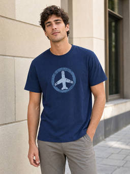 Nobero - Blue Regular Fit T-Shirt