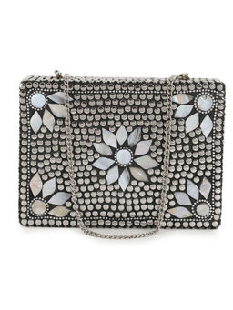 Anekaant - Mosaic Silver and White Metal Floral Mosaic Clutch