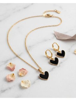 FUNKRAFTS - Black Heart Charm Necklace with Earrings (7-12 Years)
