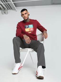 Puma - Ess Crew Fl Mens Red Crew Sweatshirt