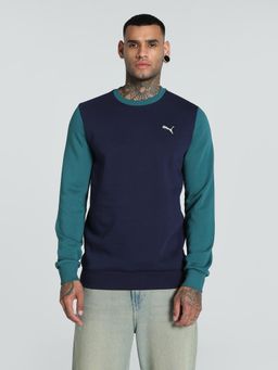 Puma - Ess Colo Block Fl Mens Blue Crew Sweatshirt