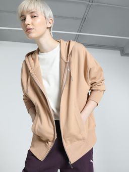 Puma - Her Full-Zip Tr Womens Beige Hoodie