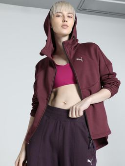 Puma - Evo Stripe Full-Zip Womens Maroon Hoodie