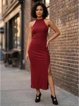 KOTTY - Women Maroon Viscose Rayon Dress