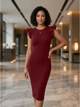 KOTTY - Women Maroon Viscose Rayon Dress