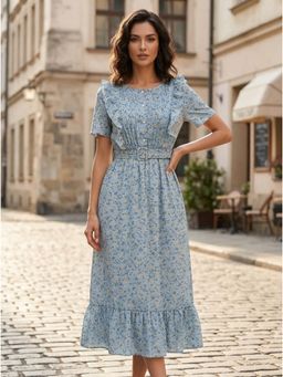 KOTTY - Women Blue Cotton Blend Dress