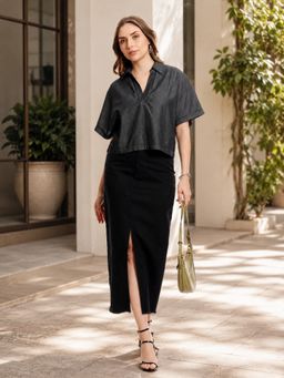 Virgio - Women Black Cotton Top