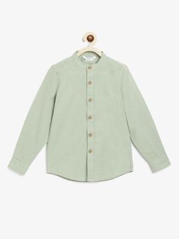 Campana - Boys Jon Full Sleeve Mandarin Collar Shirt Green