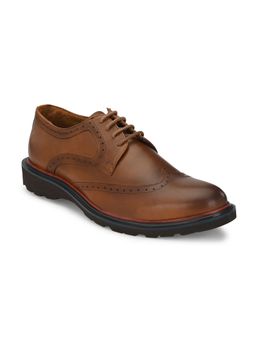 Delize - Mens Tan Solid Brogue Shoes