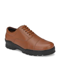 Delize - Mens Tan Solid Police Shoes