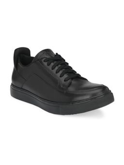 Delize - Mens Black Solid Leather Sneakers
