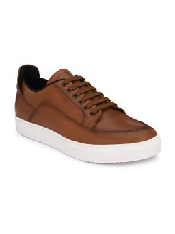 Delize - Mens Tan Solid Leather Sneakers