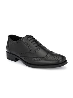 Delize - Mens Black Solid Brogue Shoes