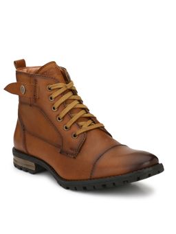 Delize - Mens Tan Solid Derby Ankle Boots