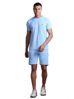 Parcel Yard - Summer Collection Cotton Casual Round Neck Blue Co-Ord for Men (Set of 2)