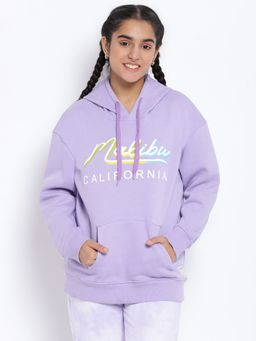 Lil Tomatoes - Girls Printed Cotton Fleece Hoodies Purple