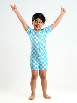 Somersault - Blue Cotton Checks Swimsuit