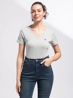 Calvin Klein - Grey Solid Relaxed Fit Cotton T-Shirt