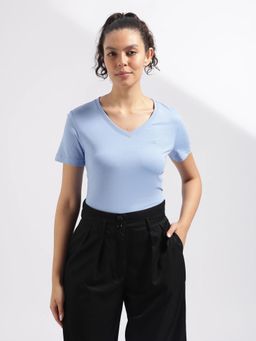 Calvin Klein - Blue Solid Relaxed Fit Cotton T-Shirt