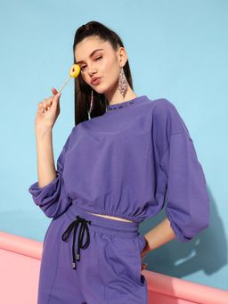 STREET 9 - Purple Crop Sweat Shirt