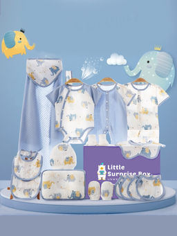 Little Surprise Box - Blue Starry Elephant Newborn Unisex Gift Box Hamper (Set of 17) (0-12 Months)