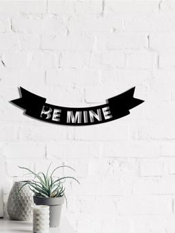 eCraftIndia - "Be Mine" Love Theme Black Wood Wall Art Cut out, Ready to Hang Home Decor