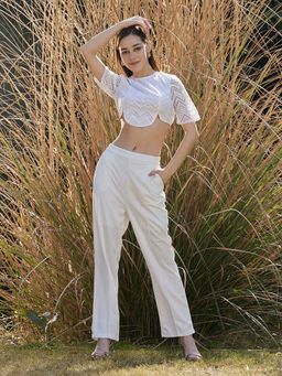 AAREIN - White Self Design Co-Ord Set