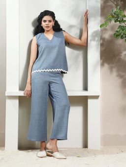 AAREIN - Blue Solid Co-Ord Set