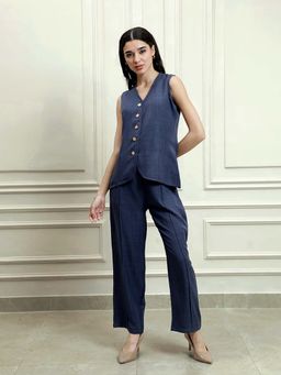 AAREIN - Blue Solid Co-Ord Set