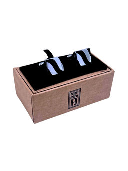 The Tie Hub - Black Square B.Waves Stainless Steel Cufflinks