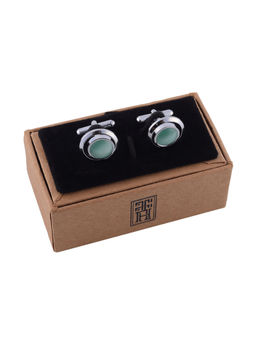 The Tie Hub - Mint Green O Ring Stone Cufflinks