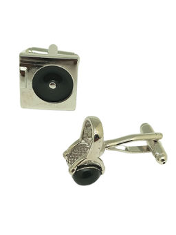 The Tie Hub - Turntable with Headphone Silver Cufflinks