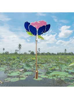 The Tie Hub - Multi-Color Floral Lapel Pin In Blue and Pink