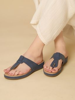 Inc.5 - Women Blue Casual Solid T-Strap Sandals