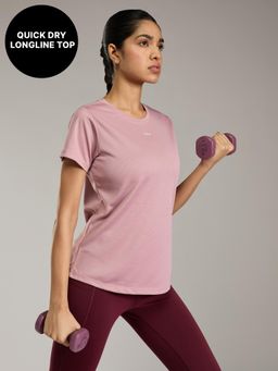 Kica - Quick Dry Active Tunic T-Shirt with Curved Hem KIC056-TULIPWOOD